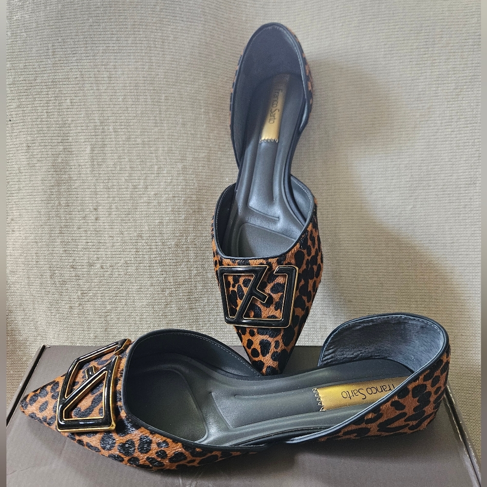 Franco Sarto Animal Print Flats with Buckle